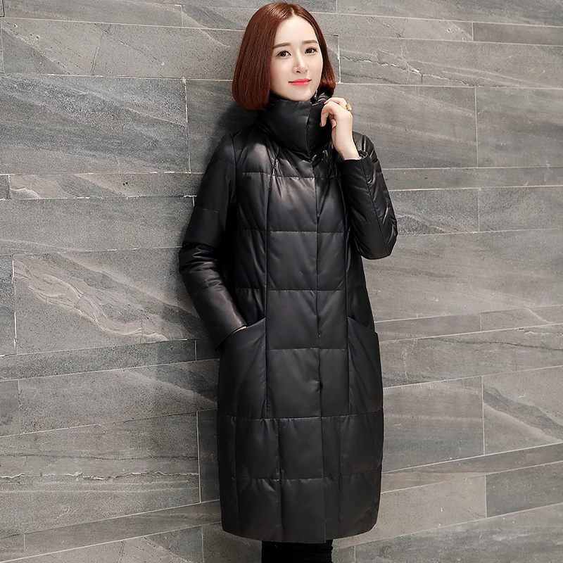 Winter Sheepskin Coat Long Down Coats Genuine Leather Jacket Women Warm Doudoune Femme Hiver KJ1512