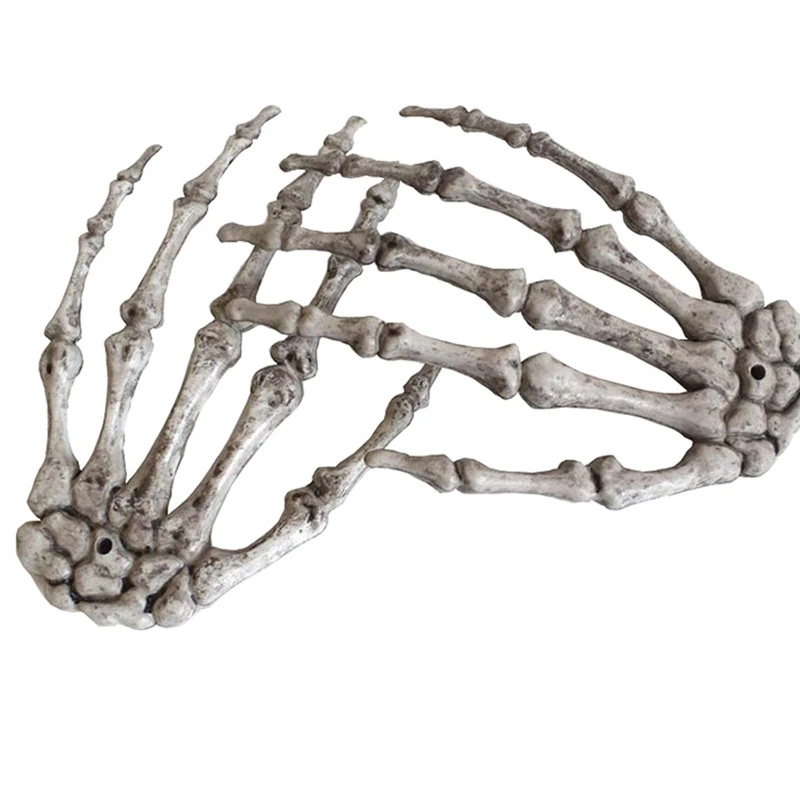 1 Pair Halloween Decoration Realistic Life Size Skeleton Hands Plastic Fake Human Hand Bone Zombie Party Terror Scary Props