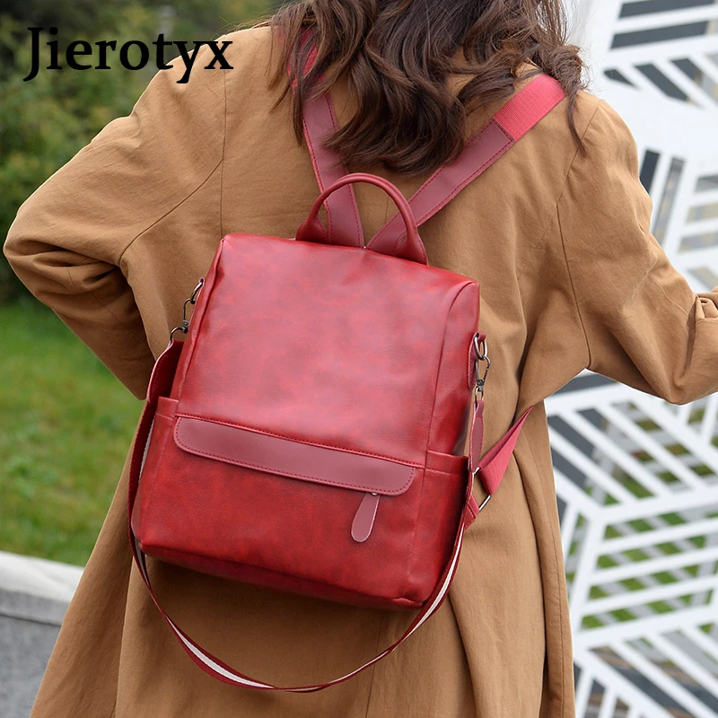 JIEROTYX Chic Alla Moda Zaino delle Donne 2020 di Cuoio Ragazza Adolescente Zaini Da Viaggio di Alta Qualità Retrò Femminile Zaino Sac Dos