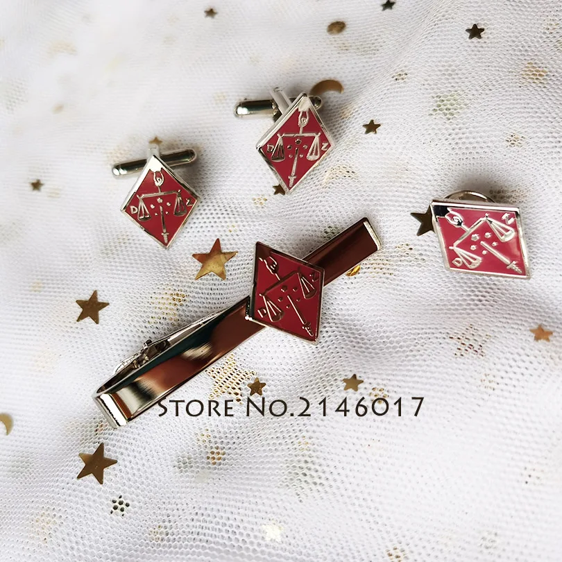 1 Set Scottish Rite 16th Degree Freemason Lapel Pin Masons Masonic Cufflink Tie Clips Princes of Jerusalem Rhombus Enamel Badge