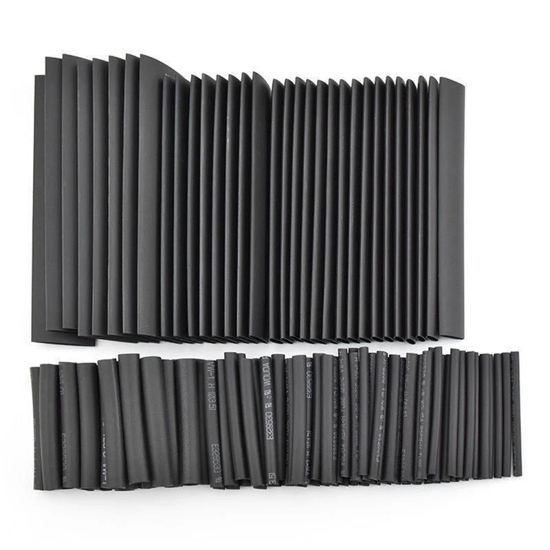 

127 Pcs Black Heat Shrink Sleeving Tube Assortment Kit Electrical Connection Wire Wrap Cable Waterproof Shrinkage 2:1