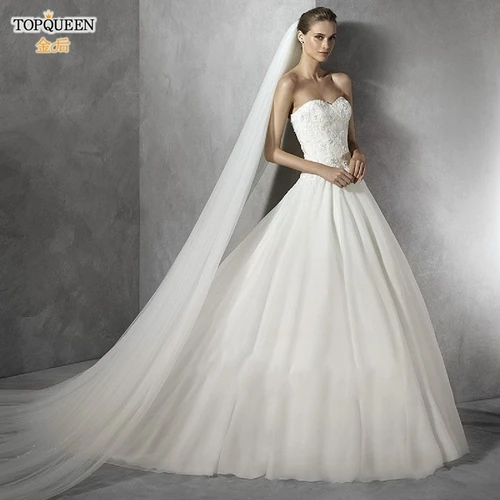 TOPQUEEN-velo de novia de 3M para mujer, tul de boda con peine de pelo, color blanco marfil, fotos reales, V30