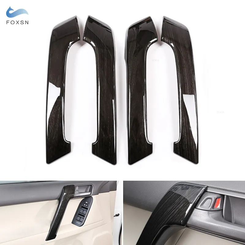 For Toyota Land Cruiser Prado FJ150 150 2010-2018 Interior Door Pull Handle Trim ABS Black Wood Style Car Accessories