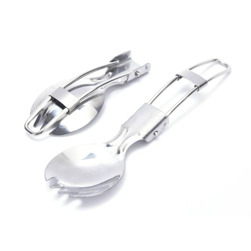 Stainless Steel Folding Spork Portable Outdoor Camping Cutlery Travel Tableware Picnic Hiking Fork Spoon