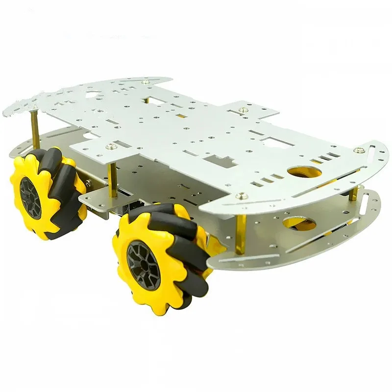 4WD DIY Ultrasonic Intelligent Obstacle Avoidance Smart Car Kit Mecanum Wheel Aluminum Alloy Trolley Chassis for Arduino