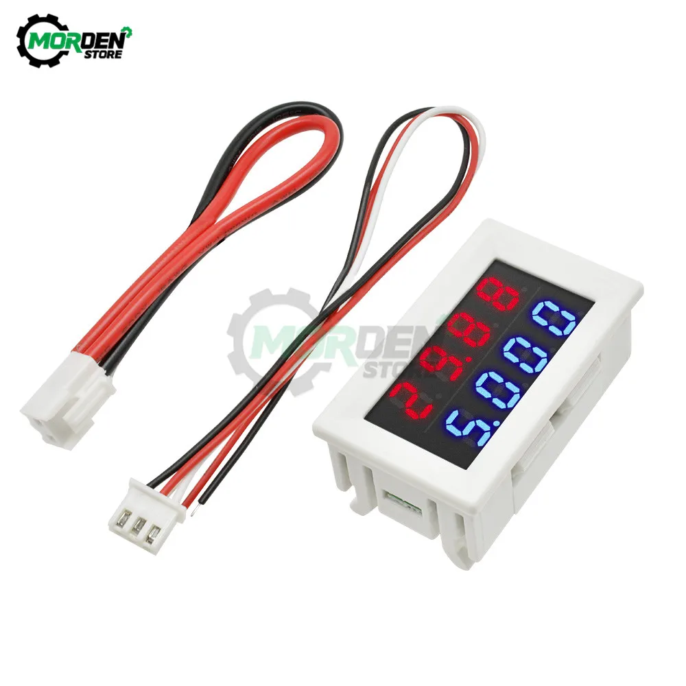 Mini Led Dual Display Digitale Voltmeter Ampèremeter 4 Bit 5 Draden Dc 100V 200V 10A 50A 0.28 Inch spanning Stroom Meter Rood Blauw