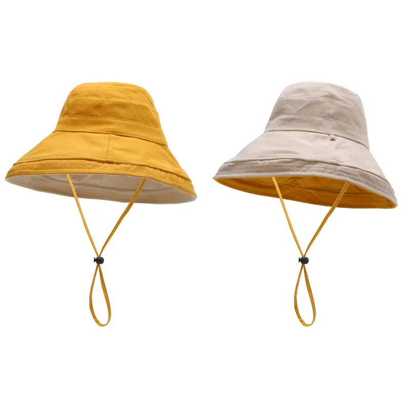 COKK-Sombrero de pescador plegable de doble cara para niños y niñas, sombrero de pescador coreano para adultos, ala ancha, protección UV para playa,