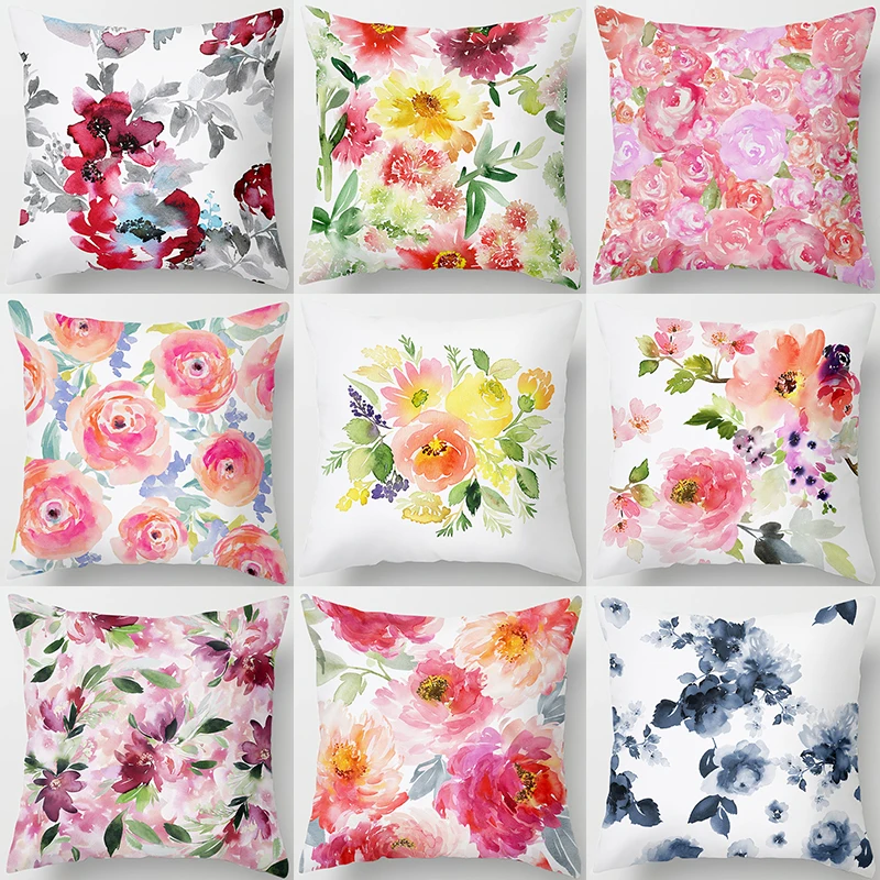 Flower Butterfly Pattern Decorative Cushions Pillowcase Polyester Cushion Cover Throw Pillow Sofa Decoration Pillowcover 40844