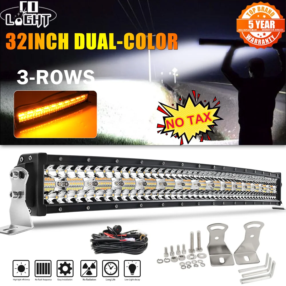 

CO LIGHT 32" 585W Led Light Bar 3-Rows Strobe Led Work Light 6500K 3500K Spot Flood For Offroad 4WD ATV UAZ 12V 24V Driving Car