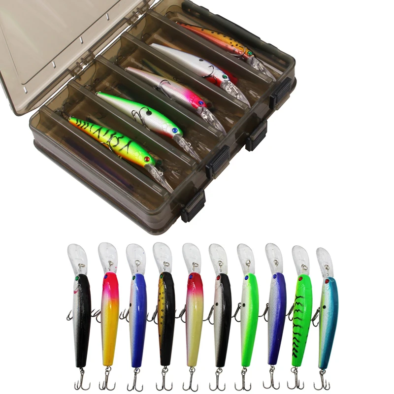 10pcs/box Hard Minnow Fishing lure 13.6g Long tongue deep diving hard bait Swimbait Bass Crankbait 3d fish eyes for Pikes Trout