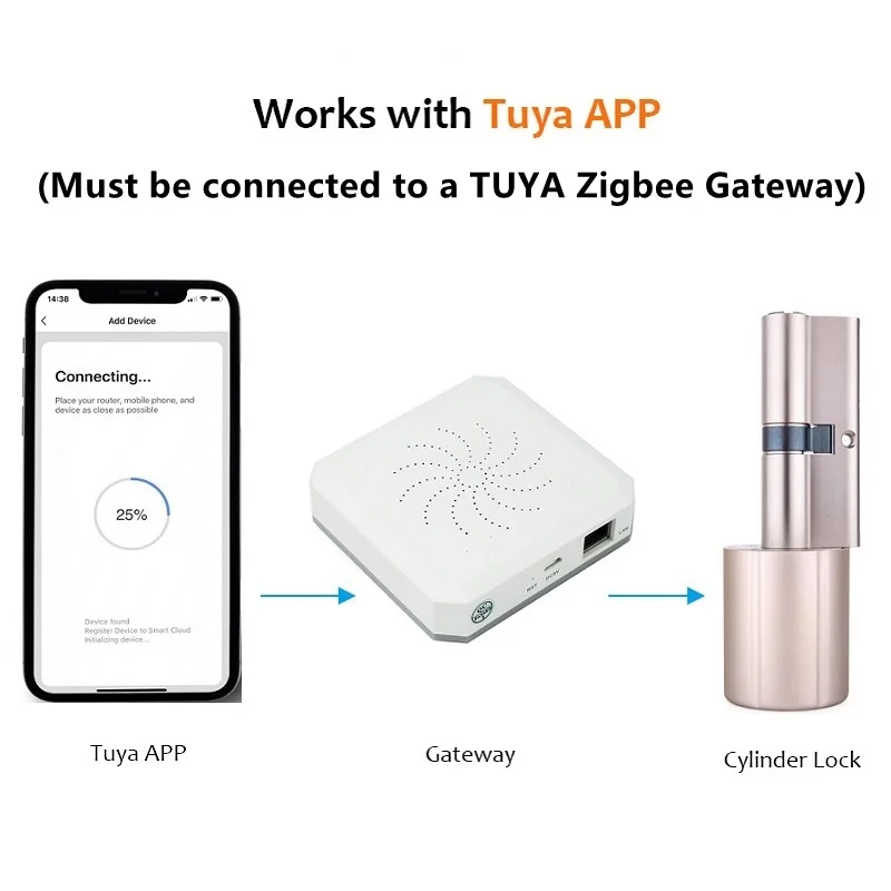 Bigeyes Original TUYA Smart Lock Core Cylinder Intelligent Door Lock Encryption with Keys Work with Tuya APP Anti-theft