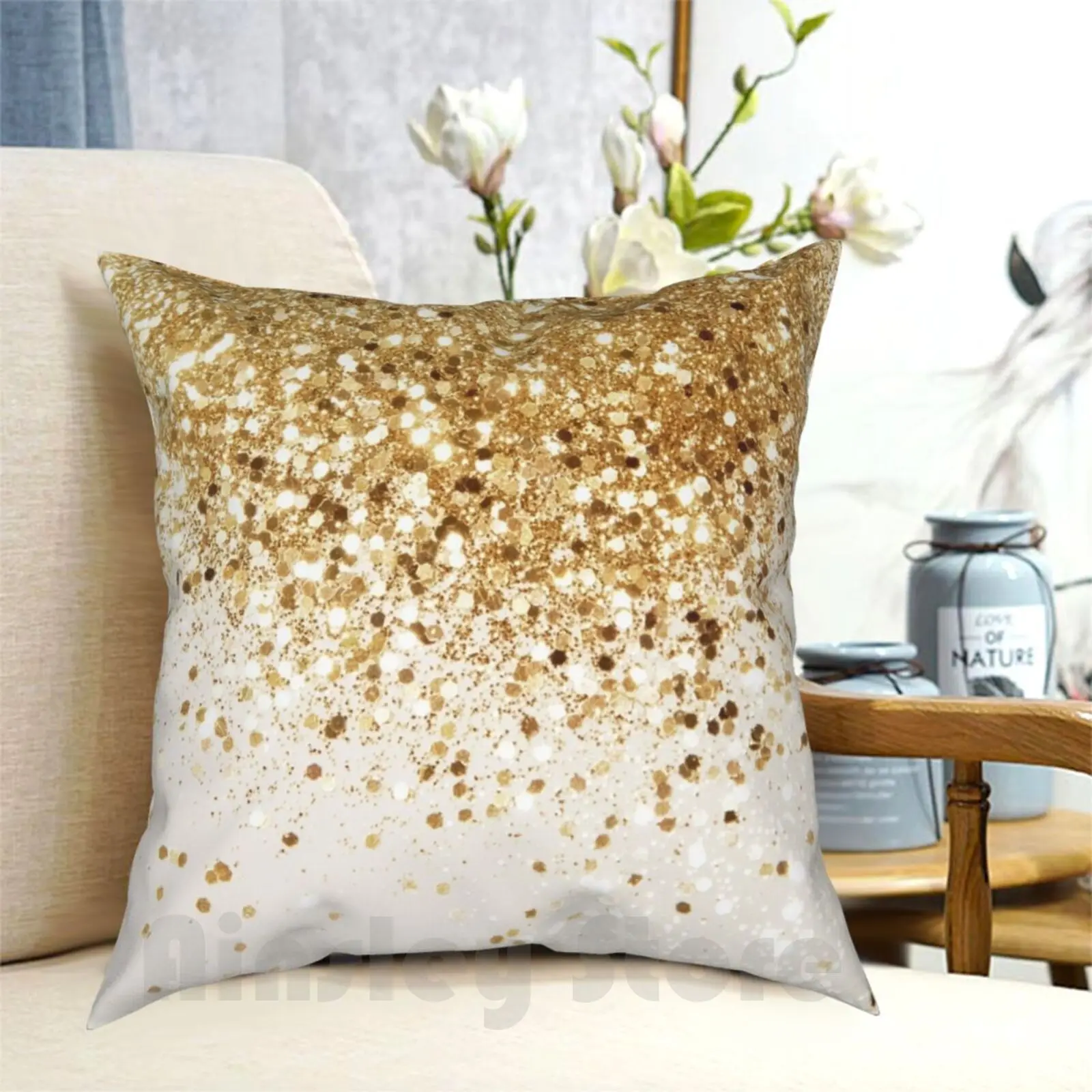 Sparkling Gold Glitter Glam #2 #Shiny #Decor #Art Pillow Case Printed Home Soft Throw Pillow Color Pattern Abstract Gold