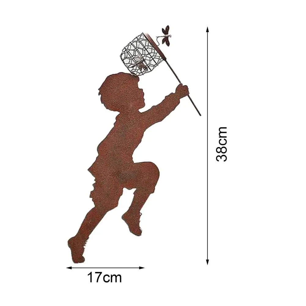 Boy Shape Large Vintage Metal Silhouette Sculpture For The Garden Or Yard Art Or Memorial-Sculpture Boy Girl Statue Decor