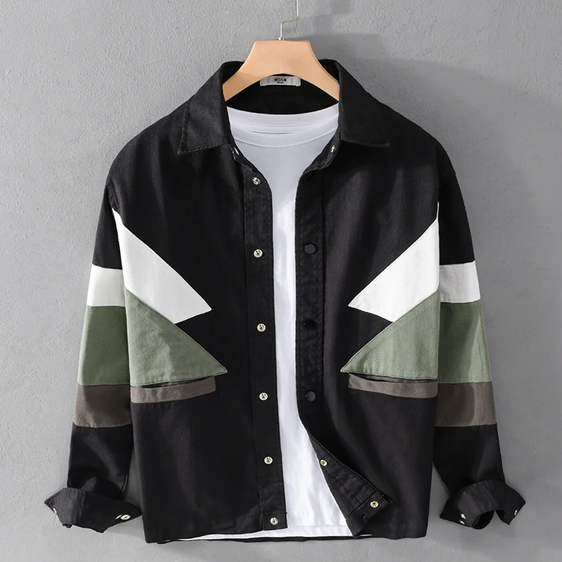 

Designer New Long-sleeve Patchwork Casual Jacket Men Fashion Comfortable Thickness Top Clothes Chaquetas Veste Kurtka Giacca