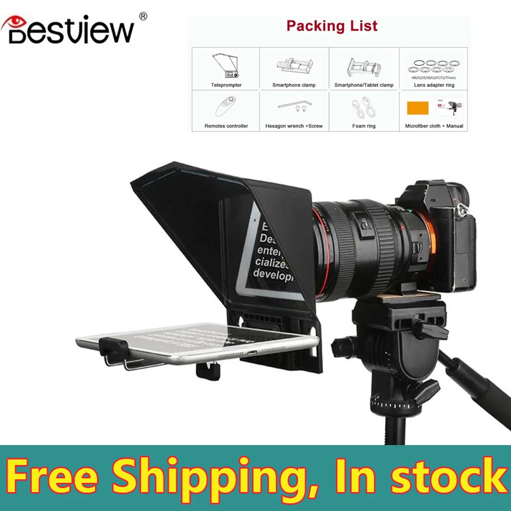 

Besview Bestview T2 Teleprompter for 8 inch Mobile Phone Tablet PC SLR Camera Portable Live Broadcast Equipment Mobile