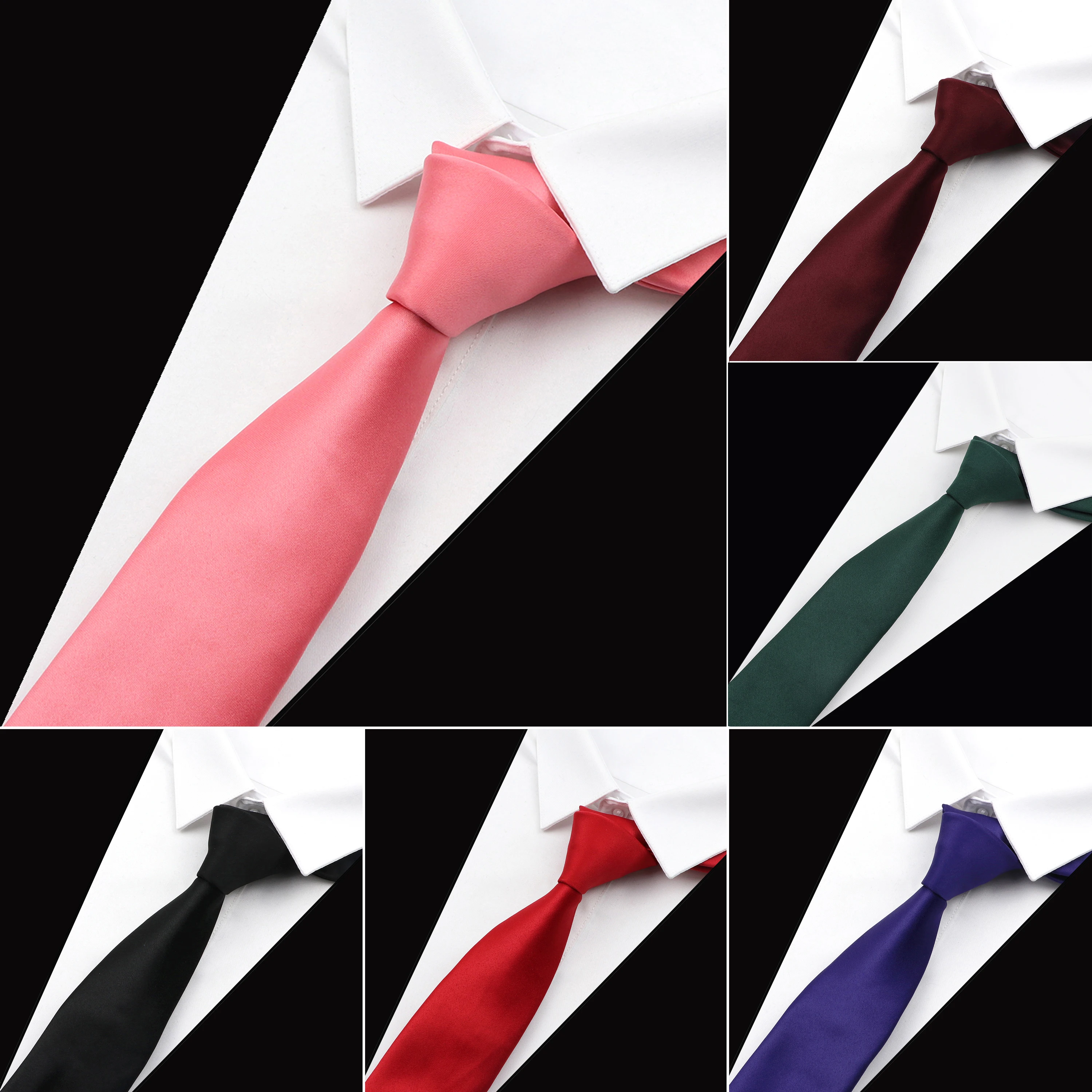 New Men's Solid Color Ties Peach Pink Black Purple 6cm Necktie For Men Women Casual Suits Skinny Soft Business Wedding Gravatas