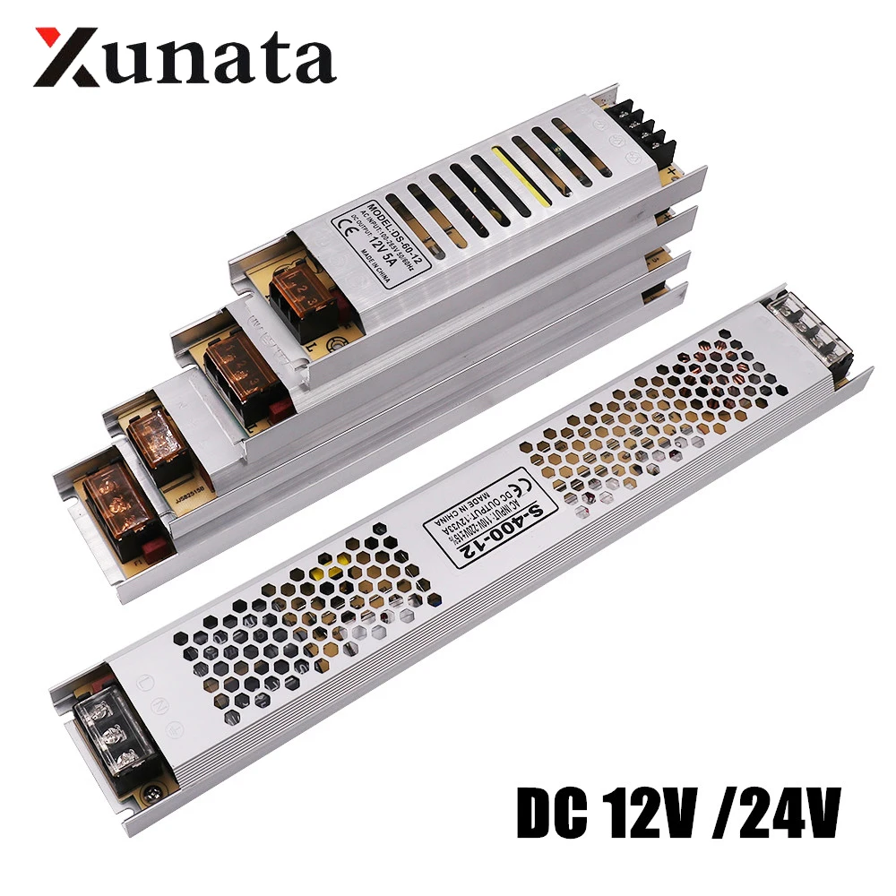 Ultra Thin LED Power Supply DC 12V 24V Lighting Transformers 25W 60W 100W 150W 200W 350W 300W 400W AC 220V Driver For LED Strip