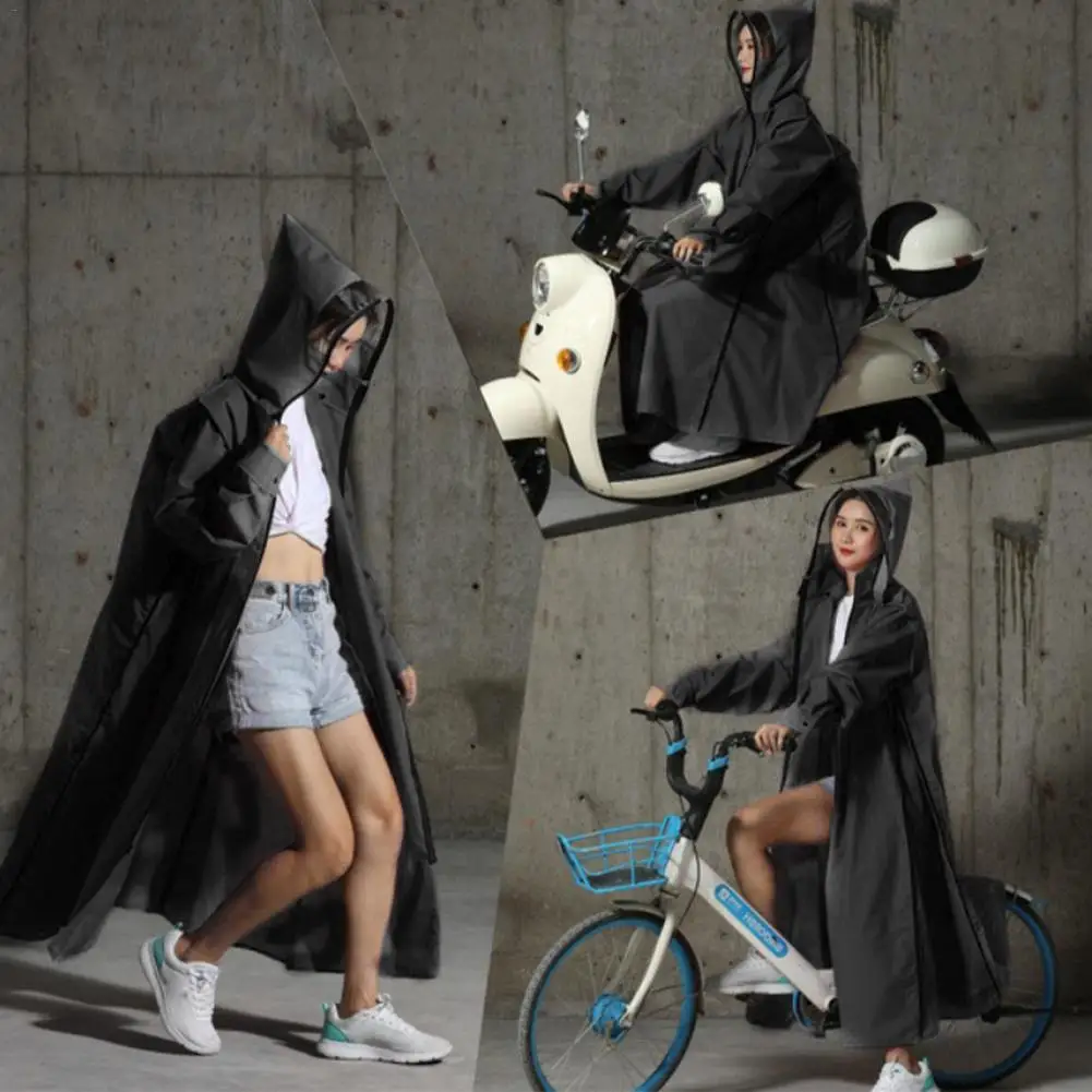Chubasquero de motocicleta para hombre y mujer, Poncho con capucha y cremallera, chaqueta de estilo largo para senderismo y lluvia ambiental