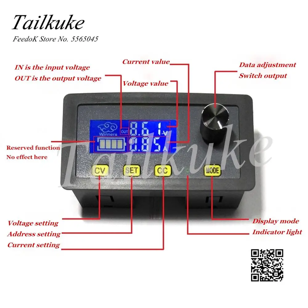 50A DC Adjustable CNC Step-down Power Supply Module Constant Voltage Constant Current LCD Screen High Precision Support Modbus