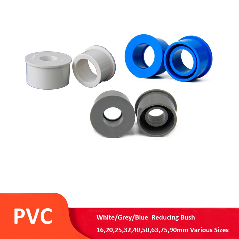 

PVC Reducing Bush Reducer 16,20,25,32,40,50,63,75,90mm Metric Solvent Weld Pipe Fitting Pipe Adapter -Various Sizes (OD-ID)