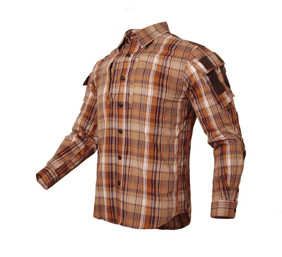 Plaid Tactical Shirt Men and Women, Long Sleeve, Cotton Clothes, Cycling, Camping, Hiking, Trekking, Fishing, Hunting, Cardigan