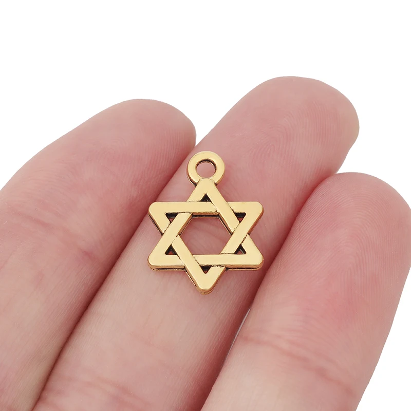 30 x Tibetan Silver/Gold Color Double Sided Star of David Charms Pendants Beads for DIY Earring Jewelry Making Accessories