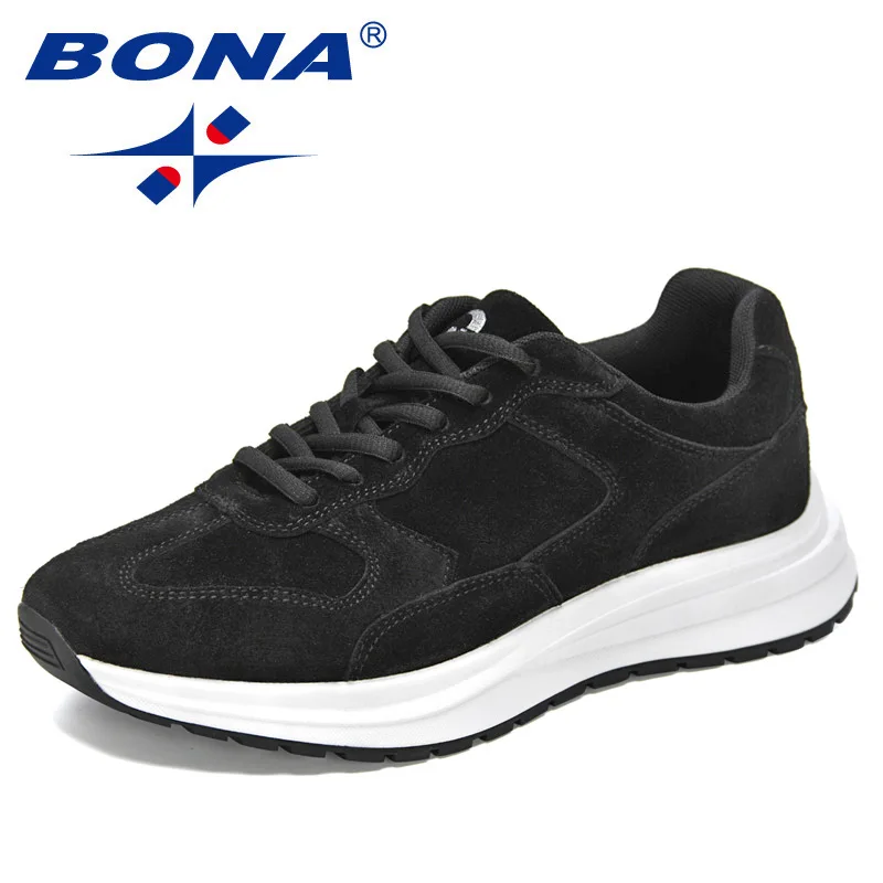 BONA 2021 New Designers Suede Running Shoes Men Casaul Sneakers Light Breathable Man Vulcanized Shoes Jogging Walking  Footwear