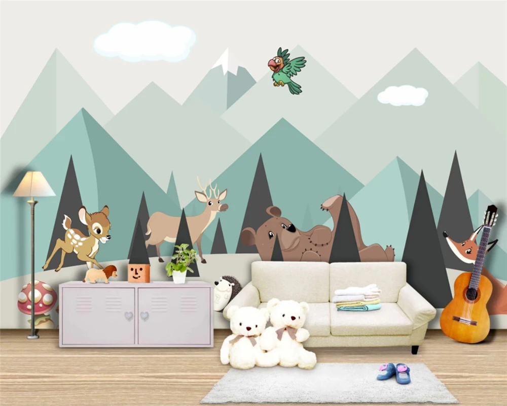 

beibehang Custom papel de parede modern wallpaper nordic minimalistic animal airplane cloud children's room tv background