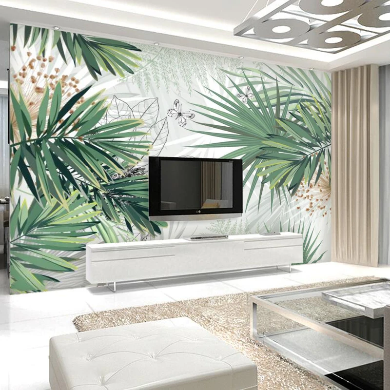 beibehang Custom 3d wallpaper mural medieval hand painted tropical rain forest plant banana leaf tv background wall paper