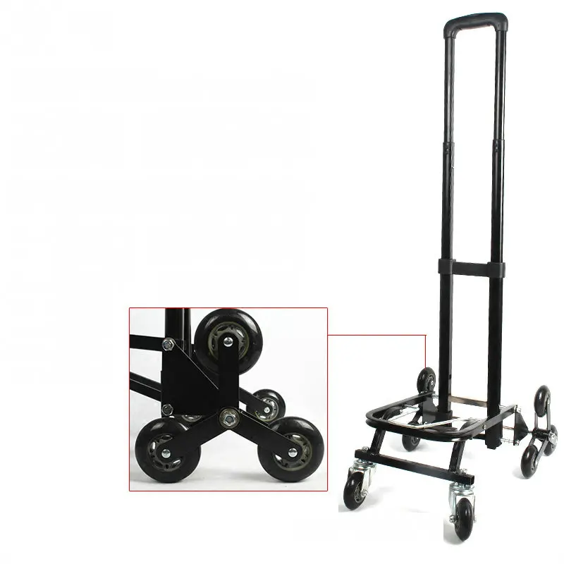 Universal Wheel Folding Portable Ladder Trolley, Stair Climbing Shopping Cart Hand Truck with Telescoping Handle