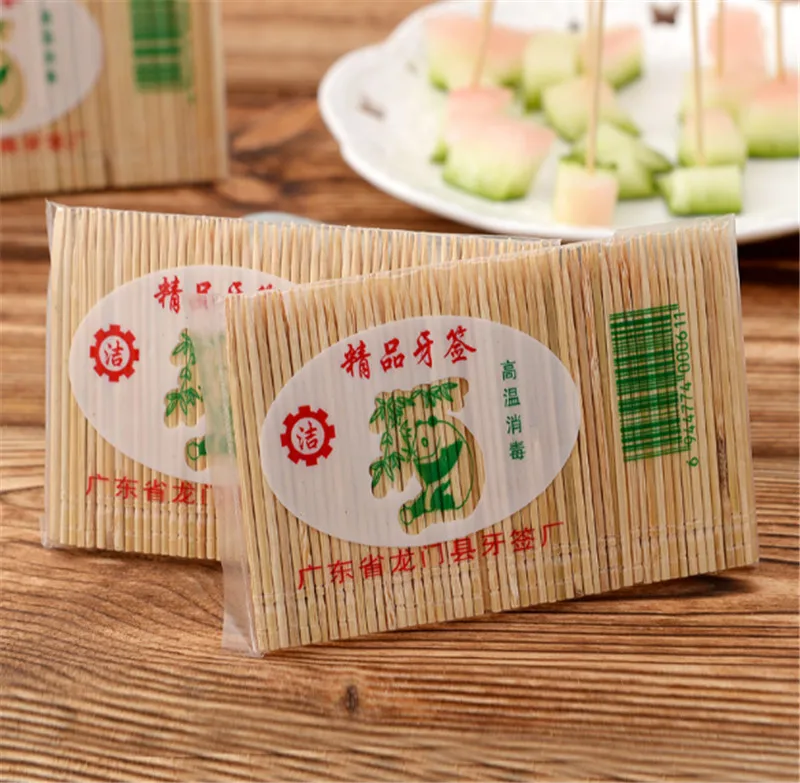 200PCS/Box Bamboo Toothpick Disposable Natural Toothpicks Family Restaurant Accessories Fruit Single Sharp Tooth Sticks