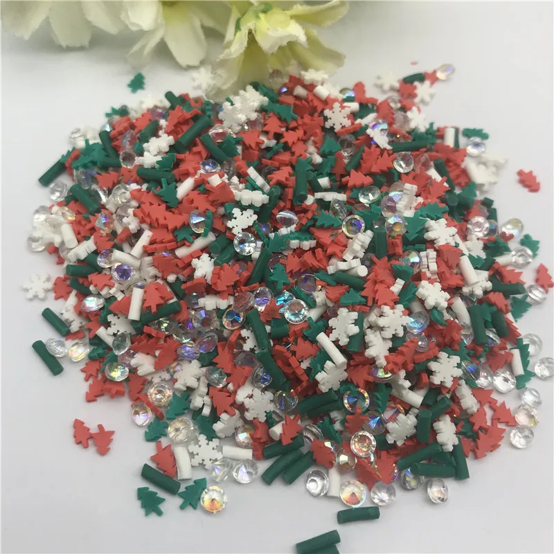 20g albero di natale fiocco di neve Mix per resina forniture fai-da-te unghie Art polimero trasparente accessori in argilla paillettes fai da te