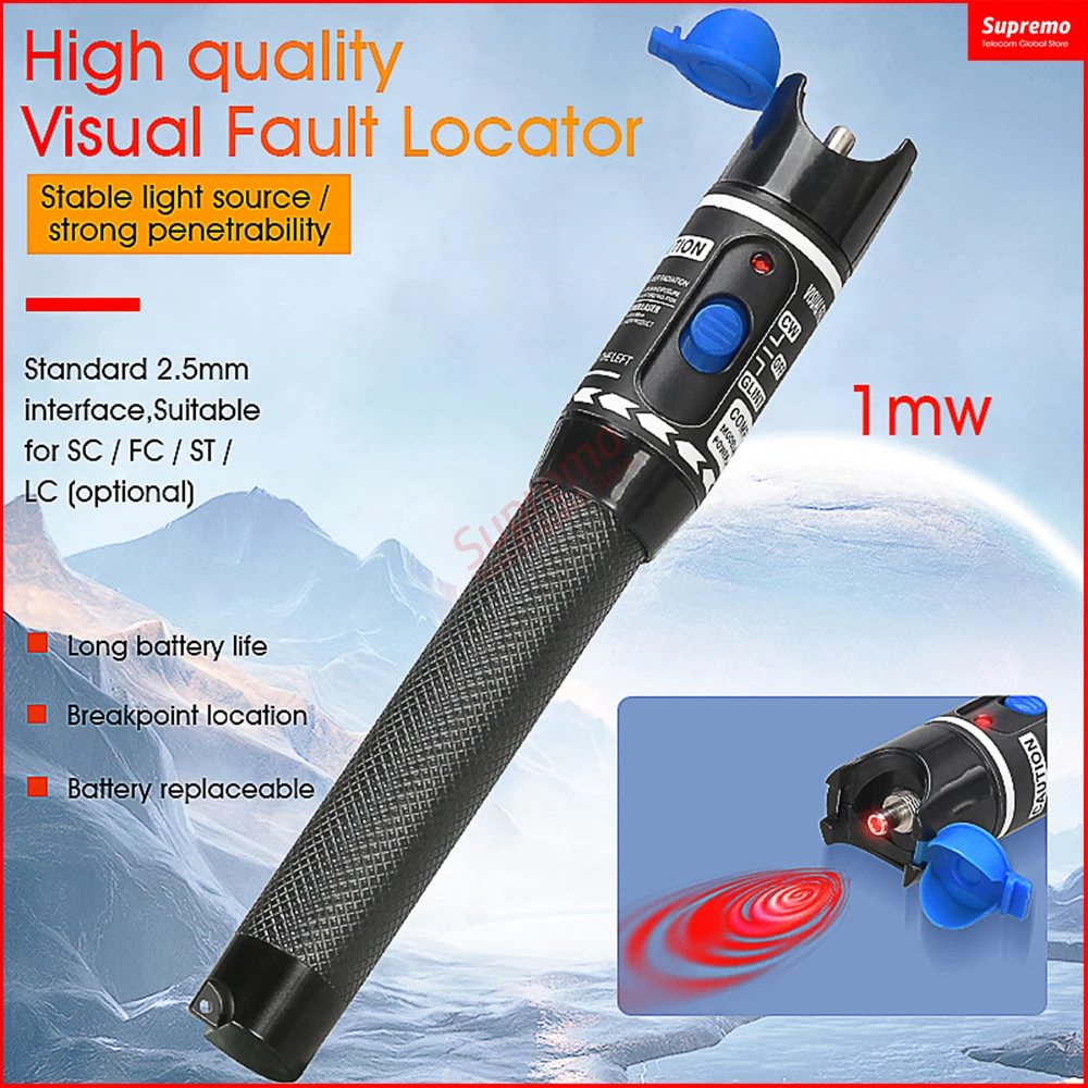 2021 New Design Red Laser Pen 1mW 5km VFL Visual Fault Locator Fiber Optic Cable Tester 5Km Range AUA-H05 VFL Free shipping