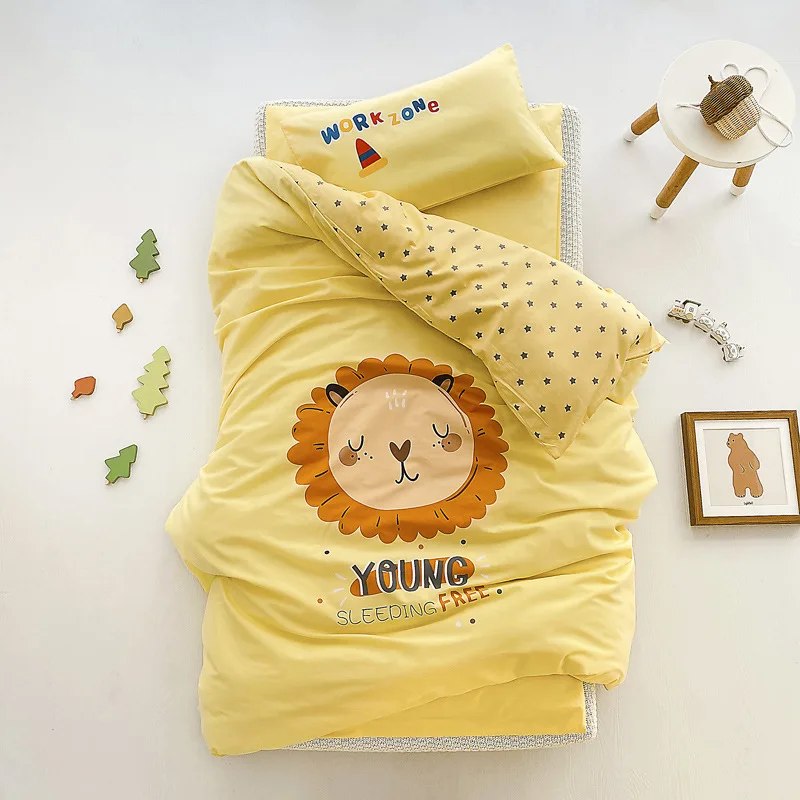 

Pure Cotton Printed Kindergarten 3 Piece Set Kids Nap Baby Bedding Girl and Boy Bed Linen Quilt Cover Pillowcase Without Filling