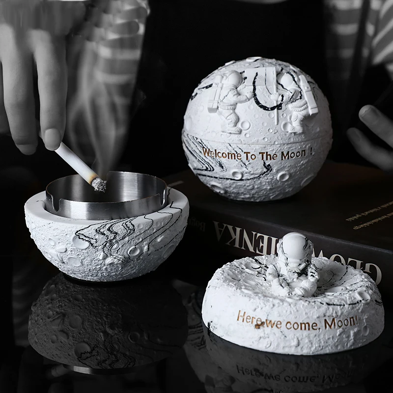 Retro Sphere Shape Moon Living Room Decoration Ashtray Space Style Creative Concrete Ashtray