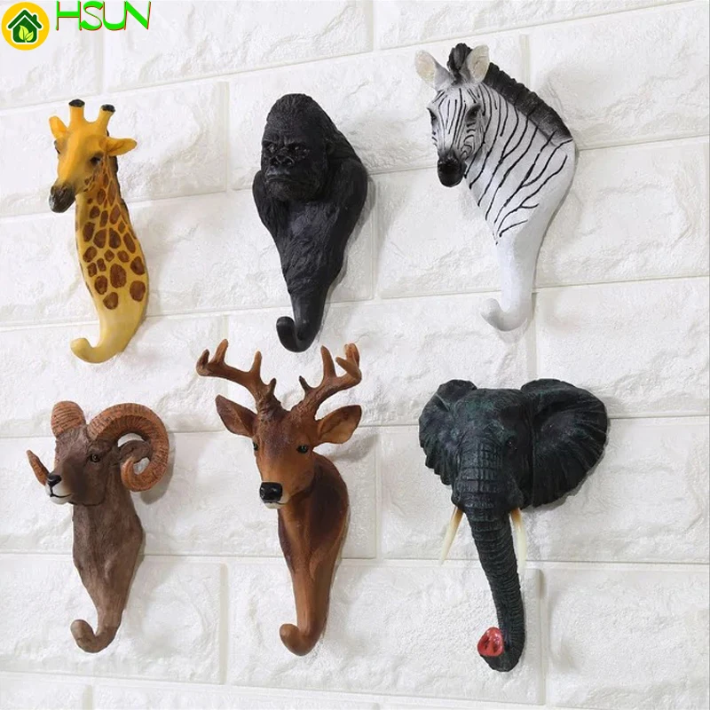 

Keychain Wall Hook Decoration Hanger Hold Animals Deer Elephant Zebra Antelope Orangutan Giraffe For Restaurant Bar Coffee Shop