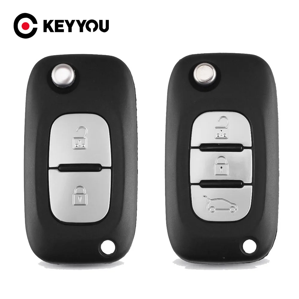 

KEYYOU 2/3 Buttons Car Remote Key Case Cover Flip Fob Folding Shell For Renault Clio Vivaro Master Traffic Kangoo Megane laguna