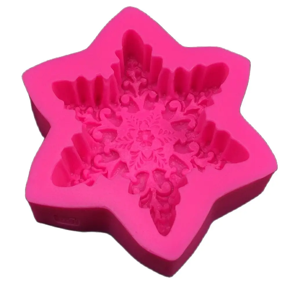 Snow Flake Shape Chocolate Candy Jllo 3D Silicone Mould Cartoon Figre/Cake Tools Soap Mold Sugar Craft Cake Decoration E587