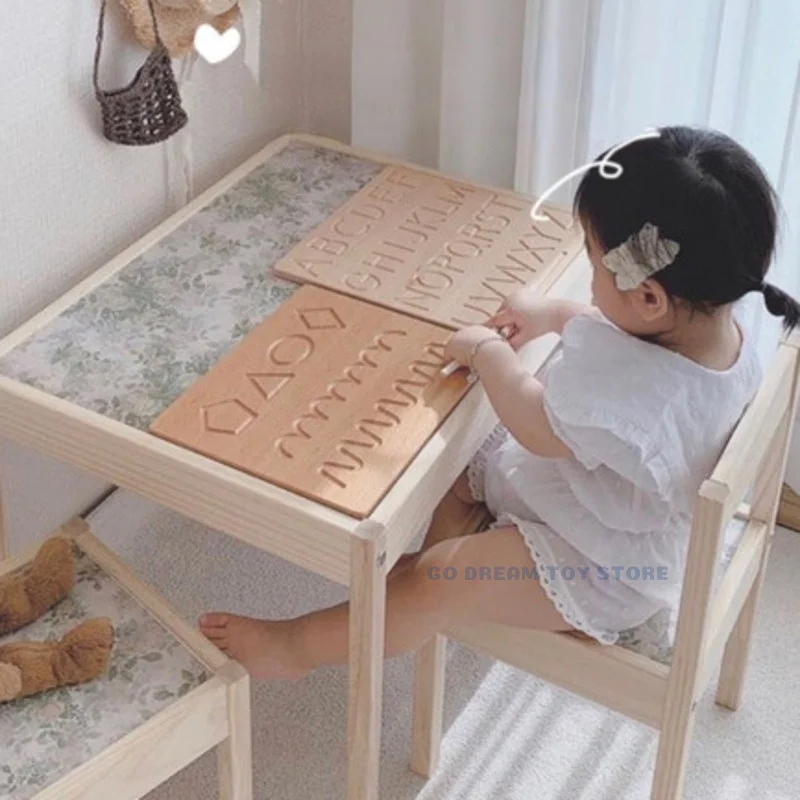 Montessori Cognition Board Wood Double Sided Math Alphabet Tracing Writing Practice Fine Motor Skills Sensory Educational Toys