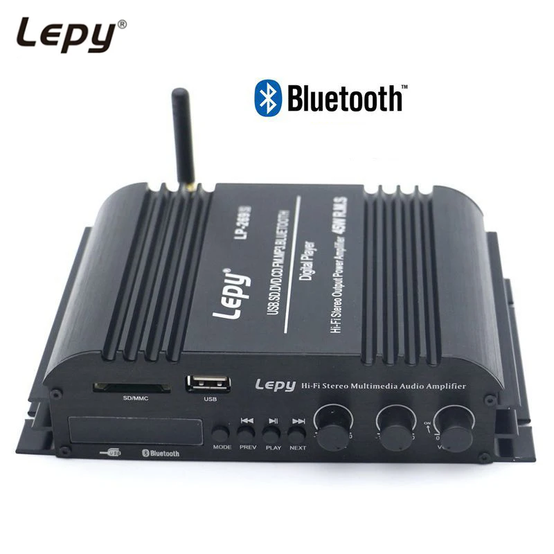 

Lepy LP-269S 4 Channel Hifi Bluetooth Amplifier 3.5mm AUX USB SD FM Digital Stereo Amp For Car Home Computer