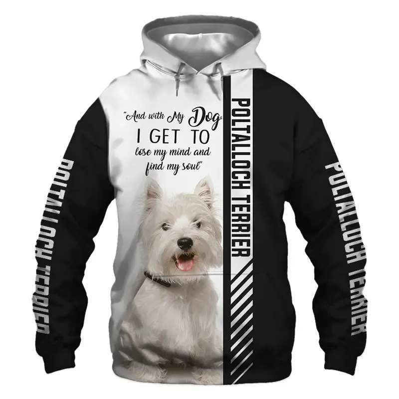 

West Highland White Terrier 3D Jacket Men/women Harajuku Hoodie Unisex Casual Streetwear Sweatshirt Pullover Sudadera Hombre