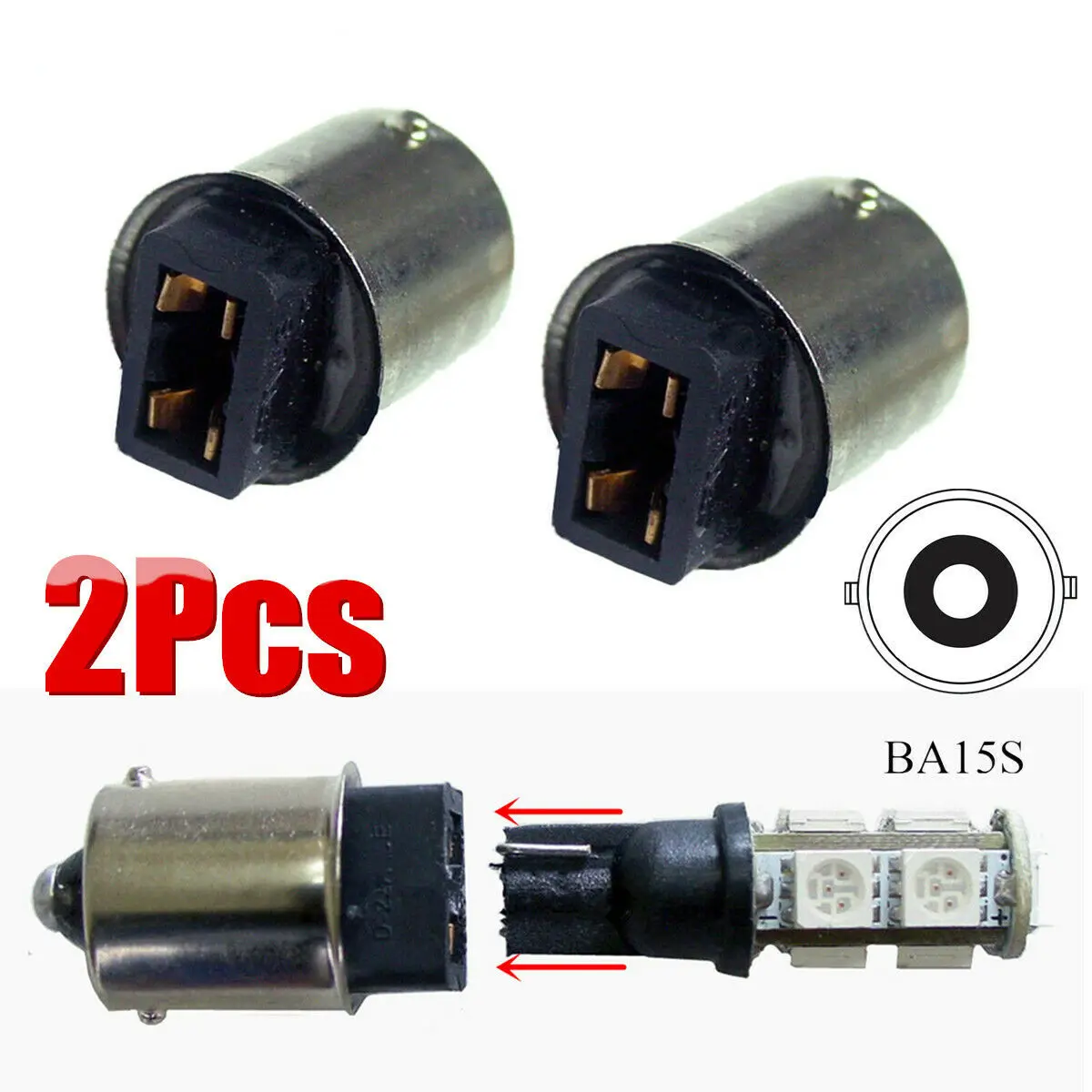 2Pcs T10 W5W 168 194 to 1156 Ba15s LED Light Lamp Bulb Base Converter Adapter Transformer Socket