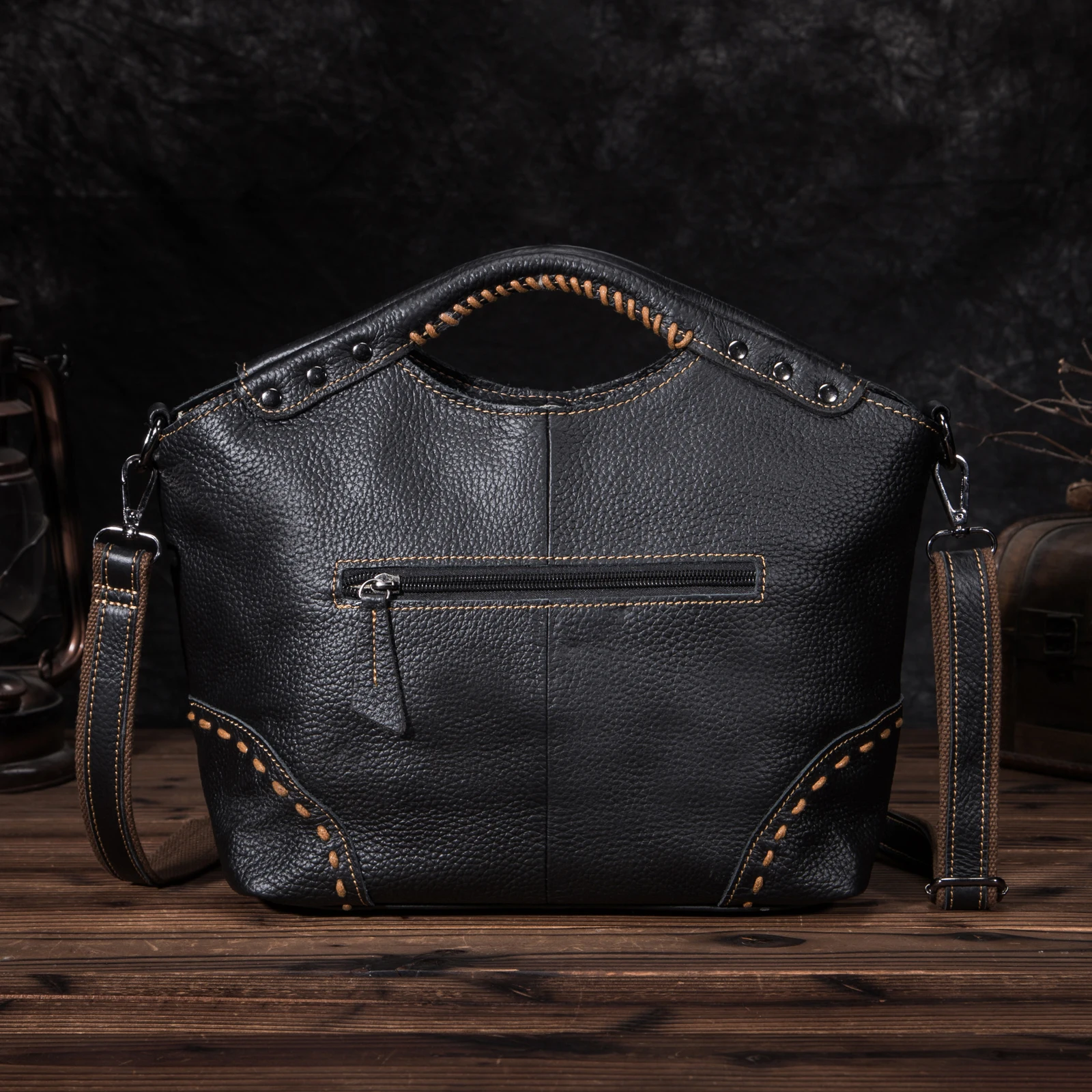 Crazy Horse LEATHER Brand High Quality Luxury Ladies Casual Design handbag Shoulder bag Women female ol elegant Tote bag 6640