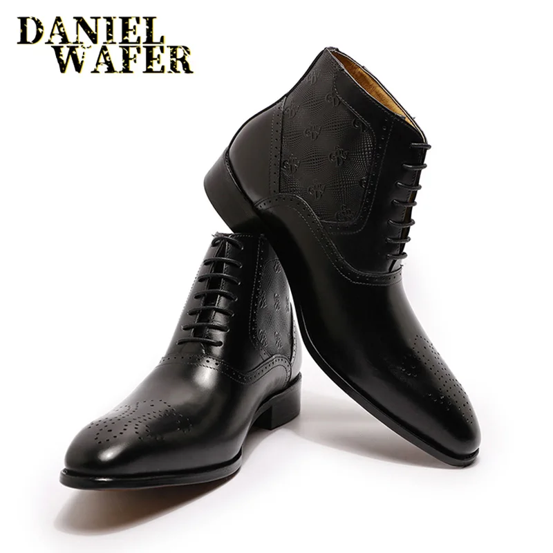 Luxury men's genuine leather ankle boots stylish lace-up pointed toe formal shoes for wedding office basic men's shoes - AliExpress Luxury men's genuine leather ankle boots stylish lace-up pointed toe formal shoes for wedding office basic men's shoes - AliExpress