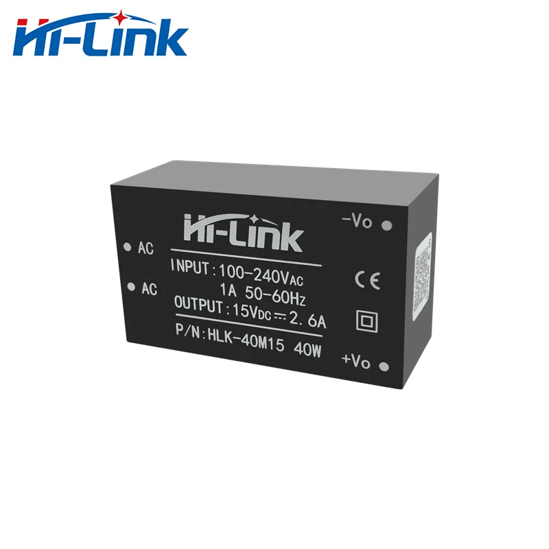 AC/DC 전원 공급 장치 모듈, 저전력 소비, 높은 안전성 절연 HLK-40M15, 무료 배송, 로트당 2 개, 220V ~ 15V, 40W