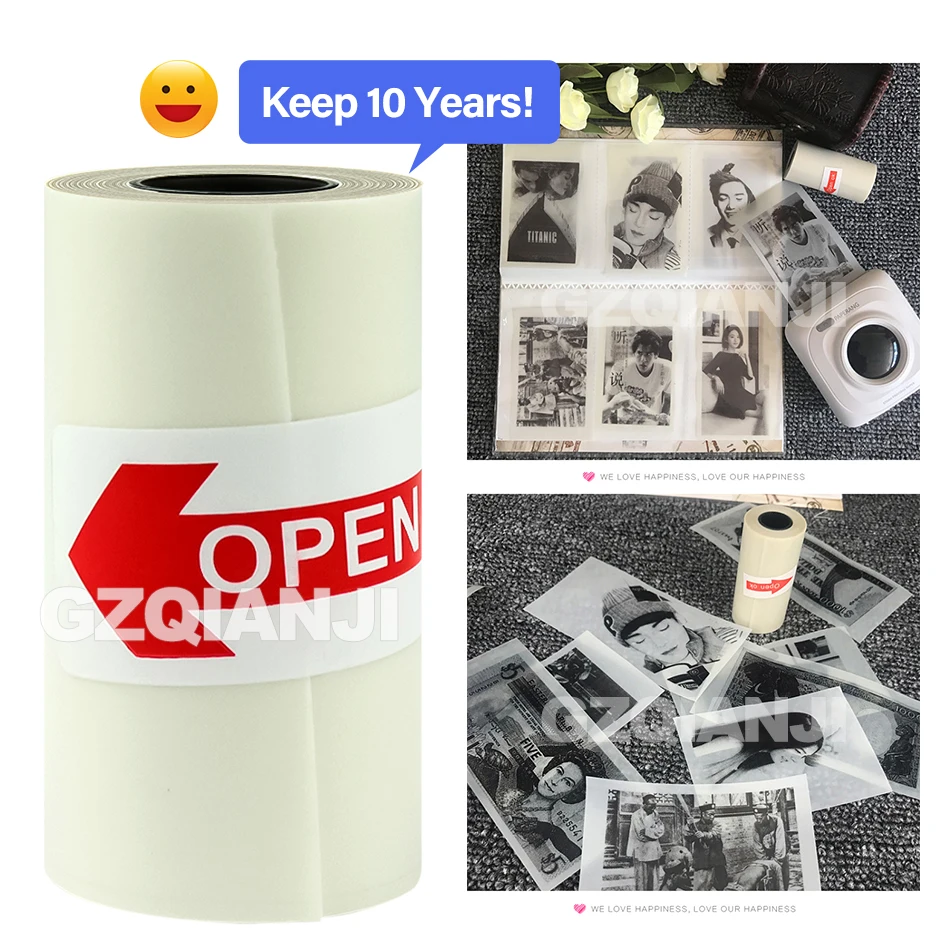 Rollos de papel fotográfico térmico de 58mm, 57x30MM, Color blanco para Mini impresora fotográfica Peripage A6, etiqueta adhesiva DIY, papeles de