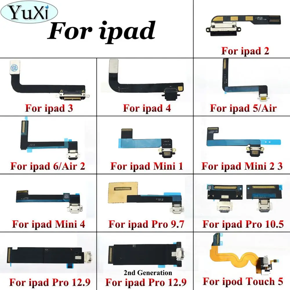 YuXi For iPad 2 3 4 5 6 Air 2 Mini 1 2 3 4 Pro 9.7 10.5 12.9 touch 5 Charger Charging Port Dock USB Connector Data Flex Cable