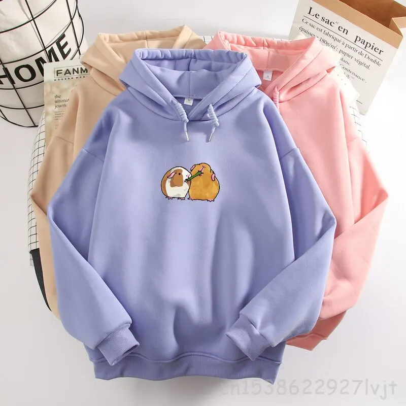 Kawaii Guinea Pig  Hoodie Goth Aesthetic Harajuku Sweatshirt Women Hipster Fashion Harajuku Vintage Long Sleeve Hoody Ladies