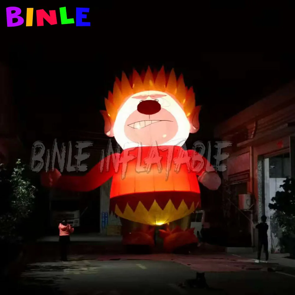 Outdoor yard giant christmas decoration inflatable heat miser with led lights New Year holiday cartoon character for sale