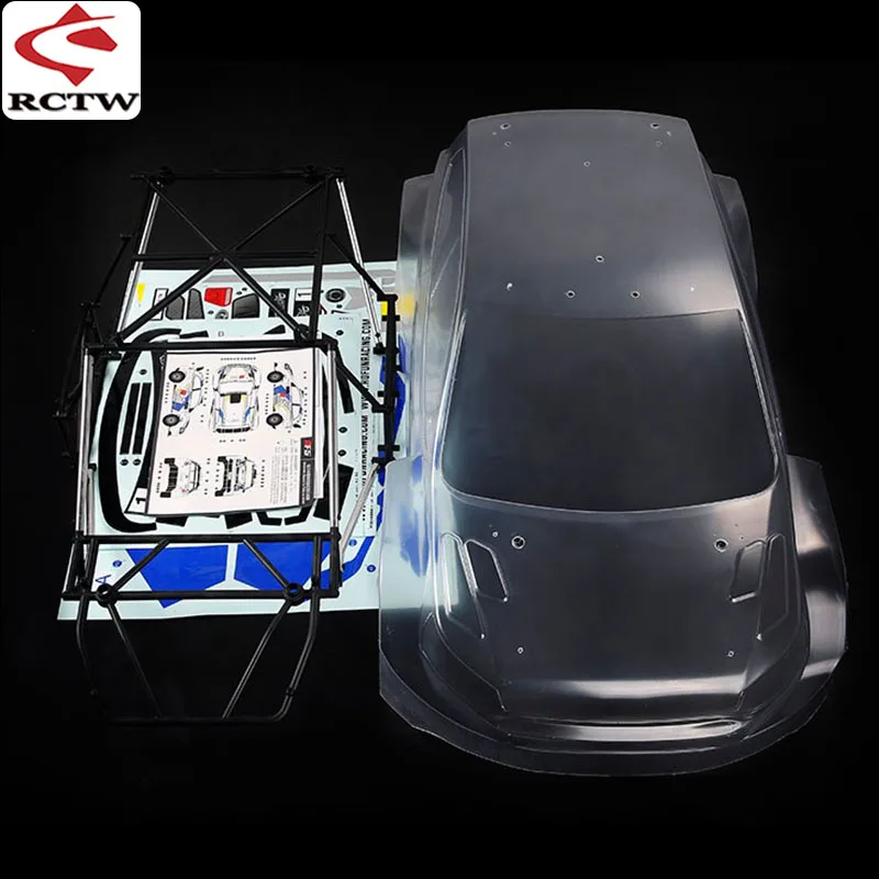 RC Car Body Shell Cover with Anti-roll Cage and Stickers for 1/5 ROVAN ROFUN RF5 WRC 4WD Rally MCD Truck Spare Toy Upgrade Parts